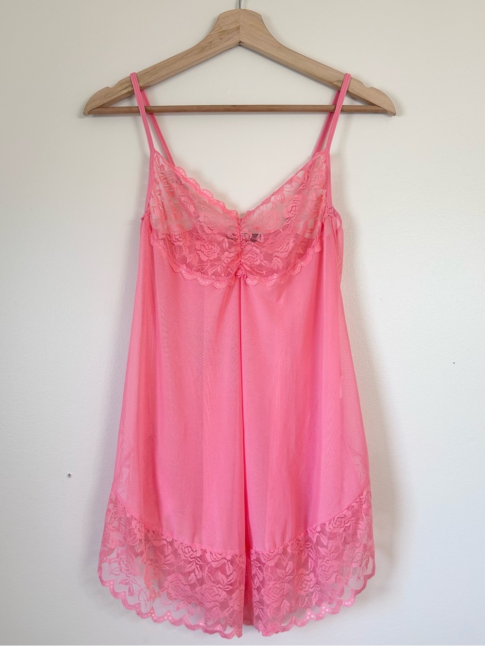 Avid Love Lace Trim Pink Slip Chemise Nightgown Dress | Medium